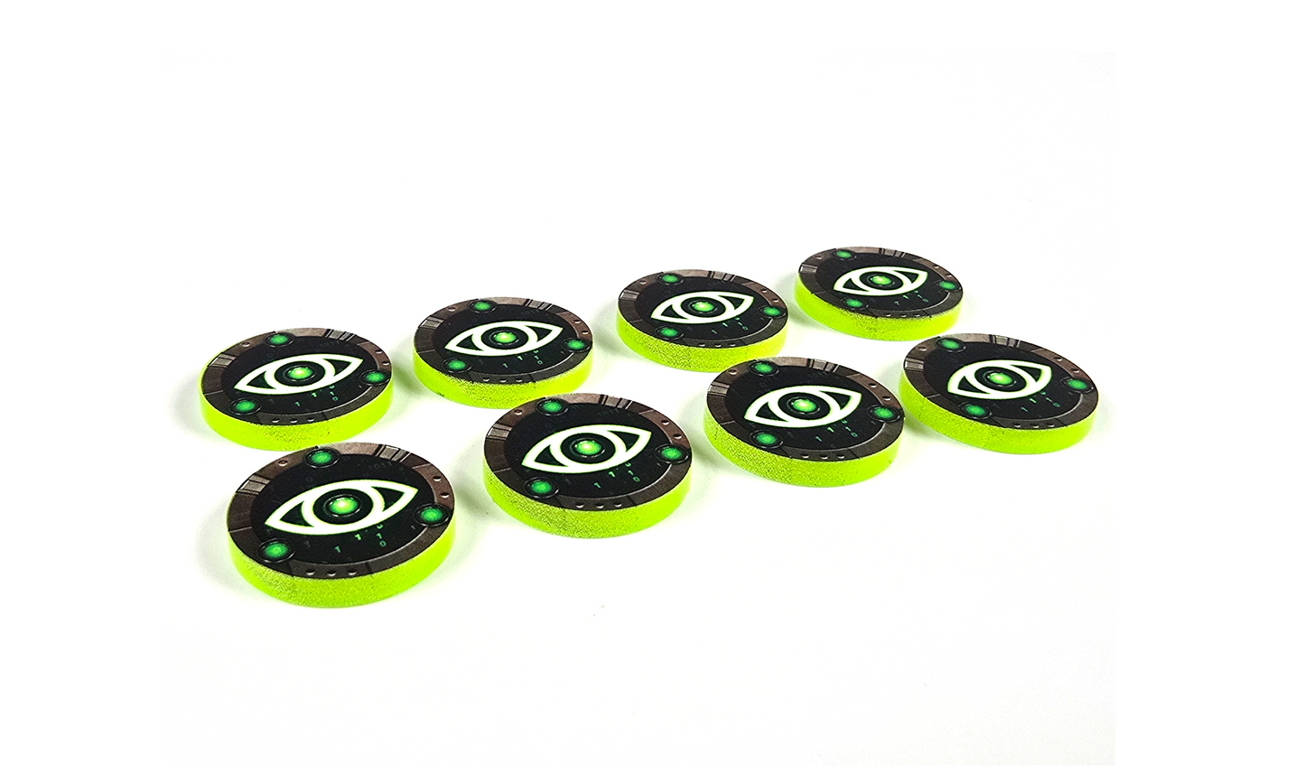 V2 Acrylic Colour Printed Gaming Focus Tokens for Star Wars X-Wing. New Range