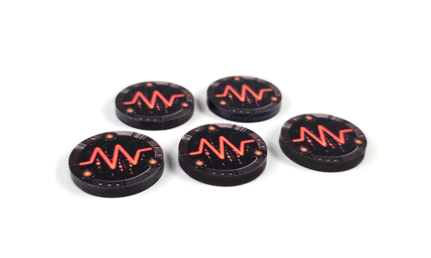 V2 Acrylic Colour Printed Gaming Jamming Tokens for Star Wars X-Wing. New Range