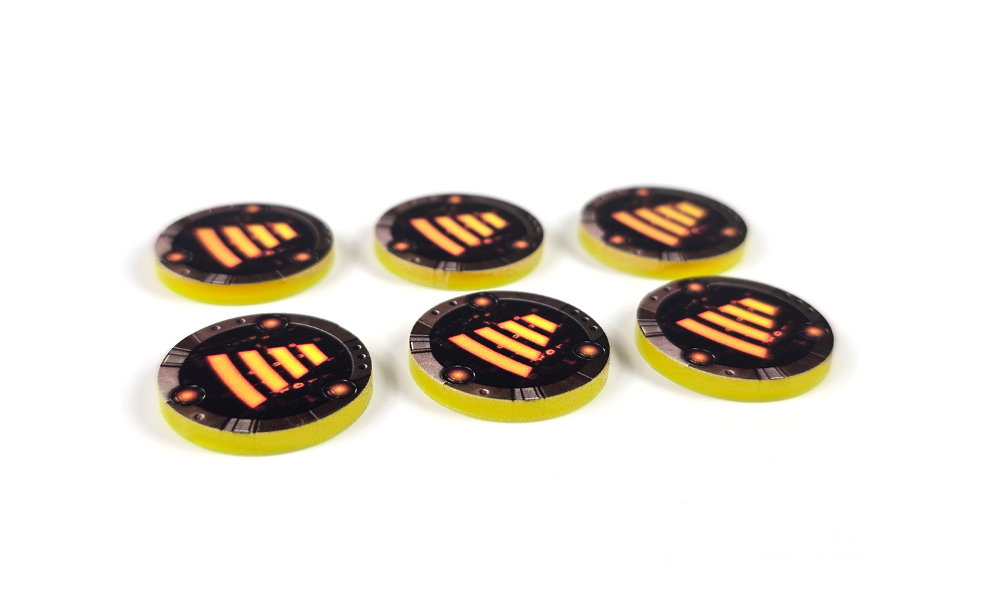 V2 Acrylic Colour Printed Gaming Tractor Beam Tokens for Star Wars X-Wing. New Range