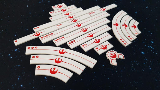 V2 Acrylic Colour Printed Gaming Templates (Rebel) for Star Wars X-Wing