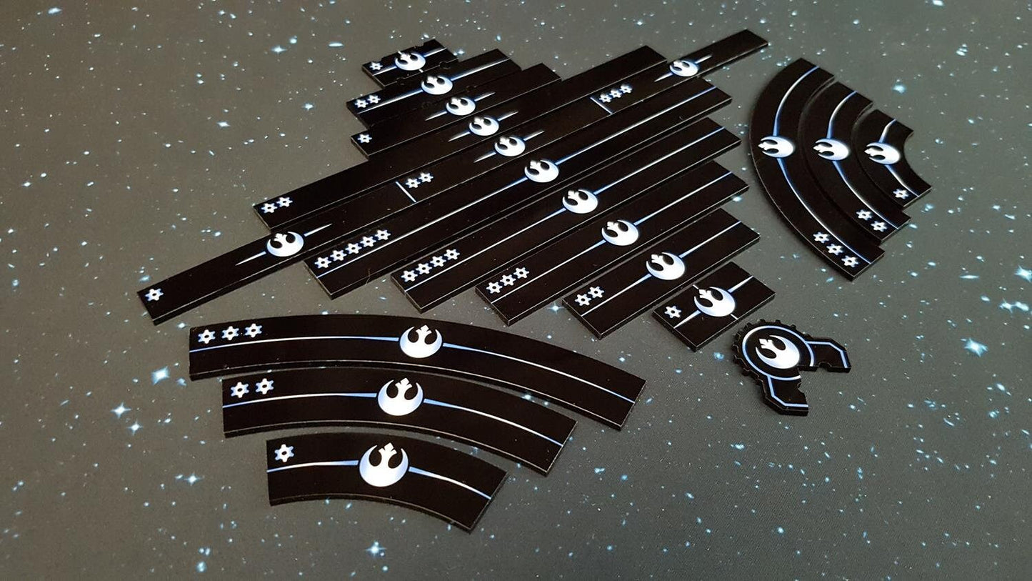 V2 Acrylic Colour Printed Gaming Templates (Rebel) for Star Wars X-Wing