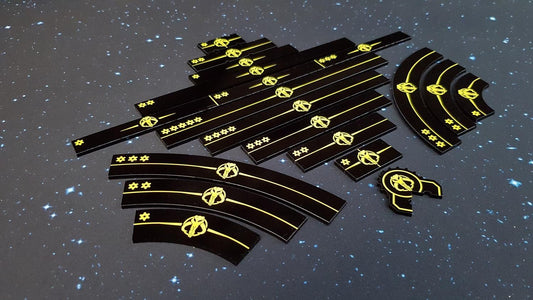 V2 Acrylic Colour Printed Gaming Templates (Mandalorian) for Star Wars X-Wing