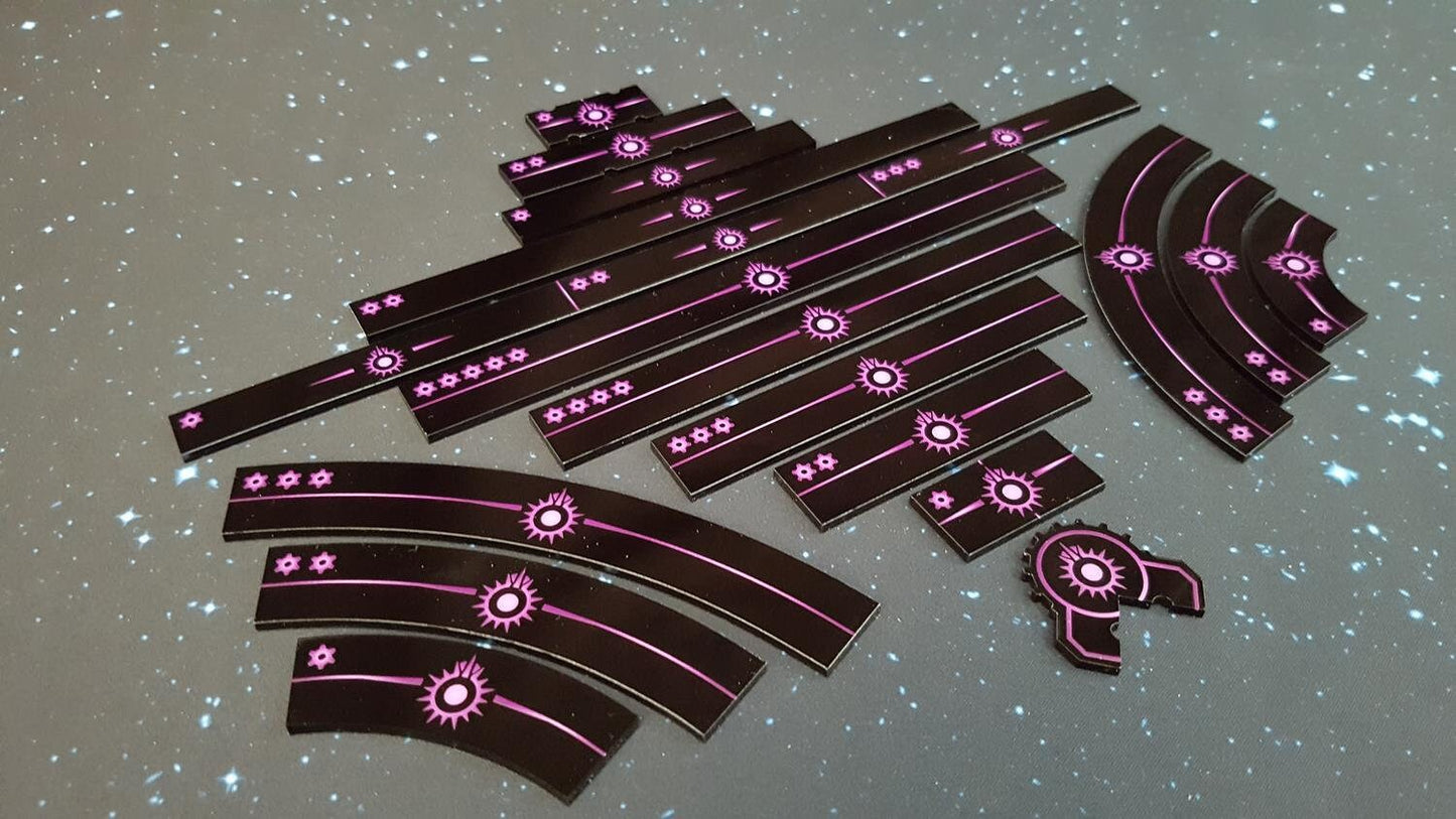 V2 Acrylic Colour Printed Gaming Templates (Black Sun) for Star Wars X-Wing