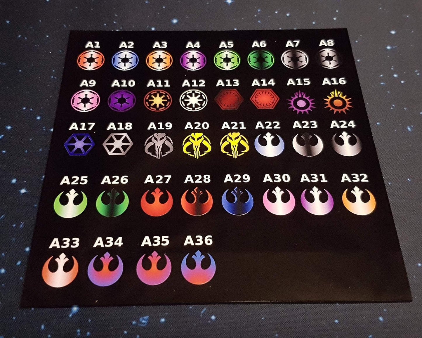 V2 Acrylic Colour Printed Damage Deck Holder (Mandalorian) for Star Wars X-Wing