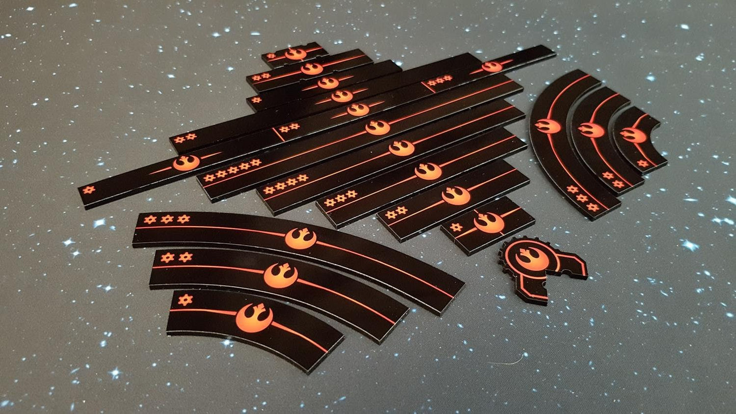 V2 Acrylic Colour Printed Gaming Templates (Rebel) for Star Wars X-Wing