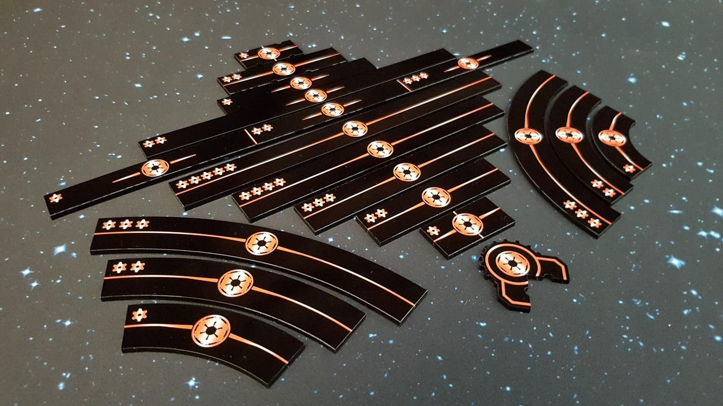 V2 Acrylic Colour Printed Gaming Templates (Imperial) for Star Wars X-Wing