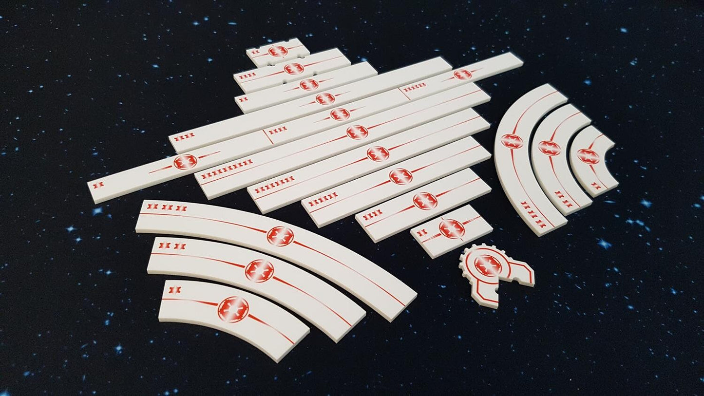V2 Acrylic Colour Printed Gaming Templates (Imperial) for Star Wars X-Wing
