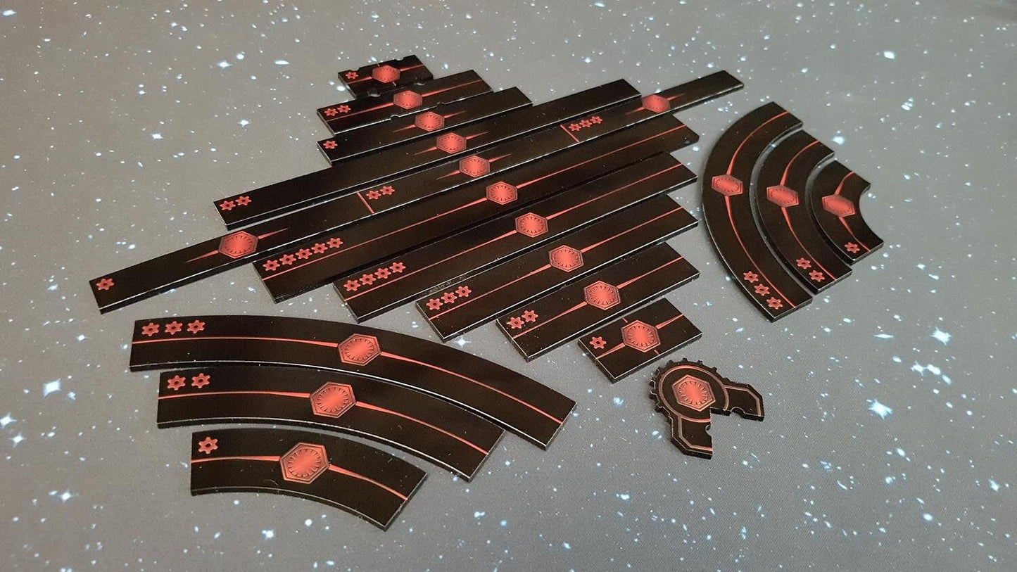 V2 Acrylic Colour Printed Gaming Templates (First Order) for Star Wars X-Wing