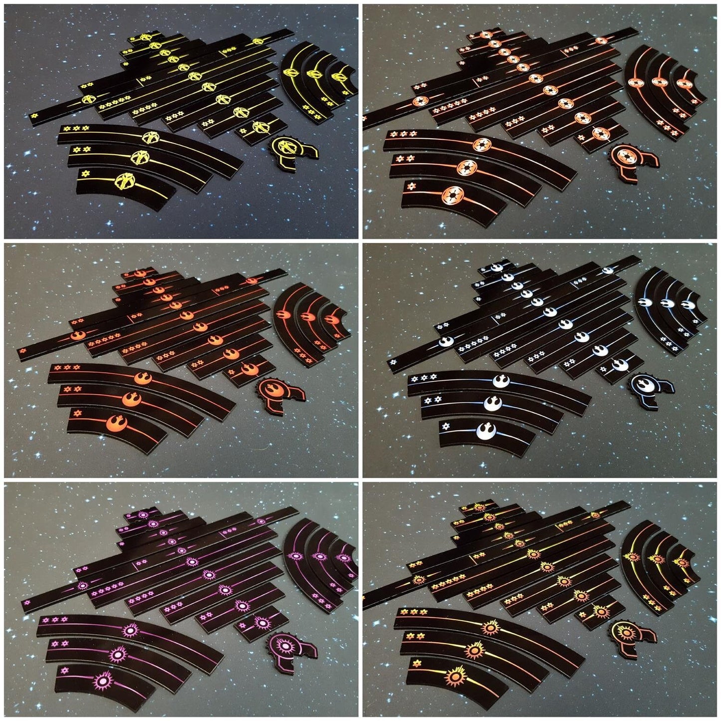 V2 Acrylic Colour Printed Gaming Templates (First Order) for Star Wars X-Wing