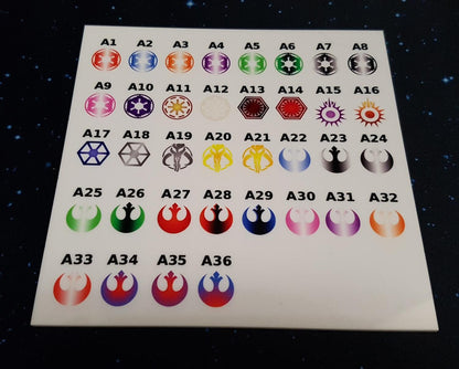 V2 Acrylic Colour Printed Gaming Templates (Black Sun) for Star Wars X-Wing