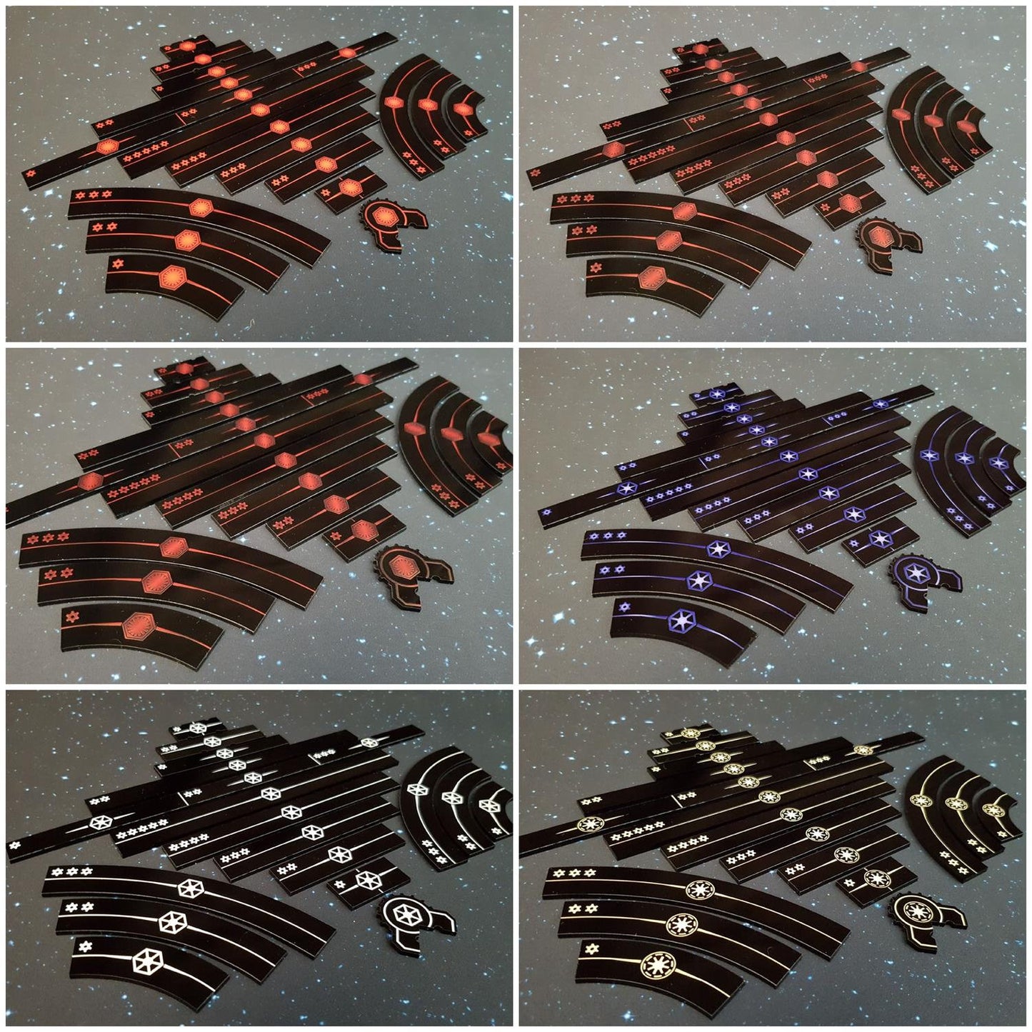 V2 Acrylic Colour Printed Gaming Templates (Black Sun) for Star Wars X-Wing