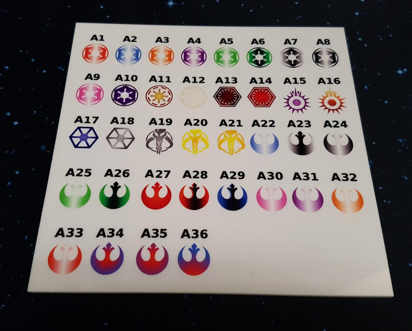 V2 Acrylic Colour Printed Damage Deck Holder (Mandalorian) for Star Wars X-Wing