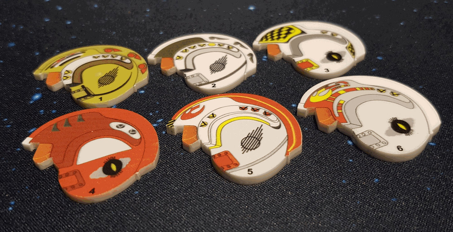 V2 Acrylic Colour Printed Gaming Red Squadron Target Locks 1-6 for Star Wars X-Wing