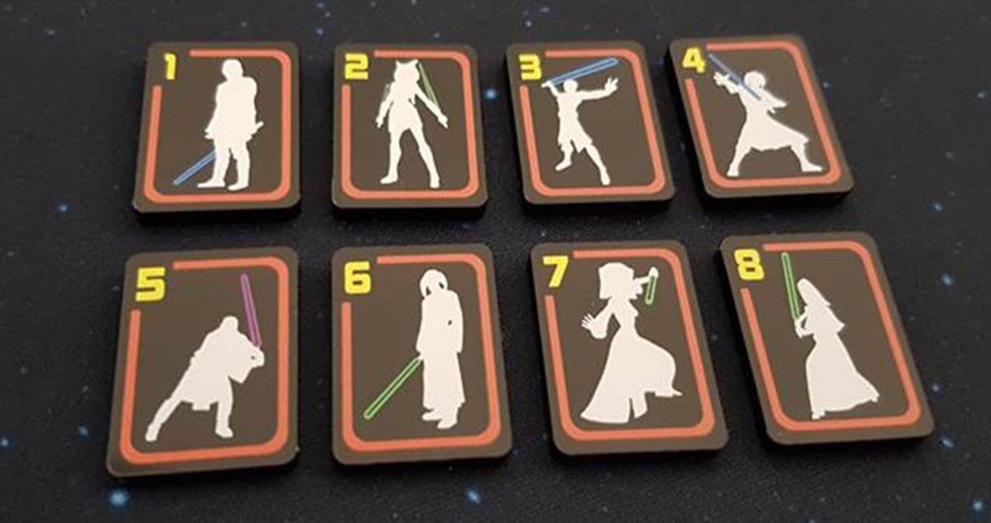 V2 Acrylic Colour Printed Jedi Target Lock Tokens 1 - 8 for Star Wars X-Wing