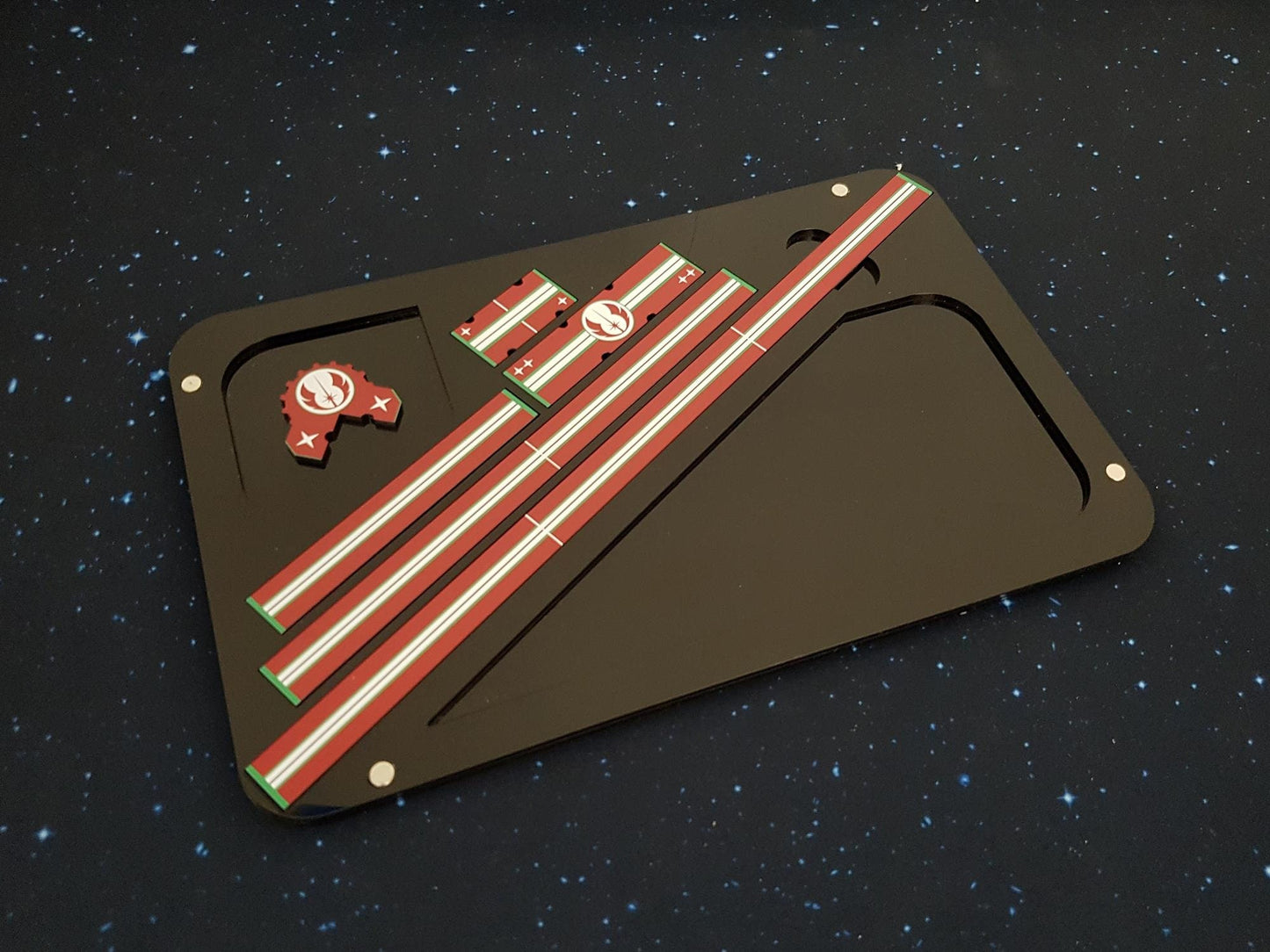 V2 Black Acrylic, Colour Printed Jedi Collection (Templates, Tray, Damage Decks) for Star Wars X-Wing