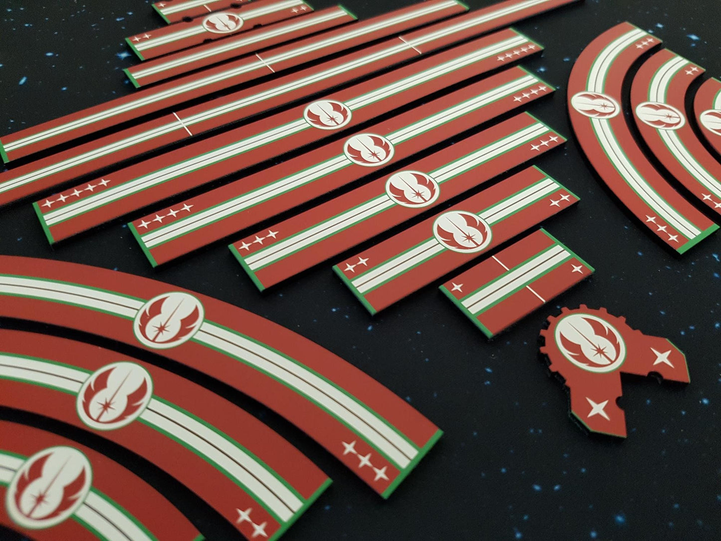 V2 Black Acrylic, Colour Printed Jedi Collection (Templates, Tray, Damage Decks) for Star Wars X-Wing