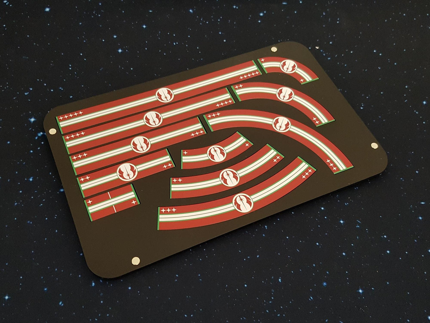 V2 Black Acrylic, Colour Printed Jedi Collection (Templates, Tray, Damage Decks) for Star Wars X-Wing
