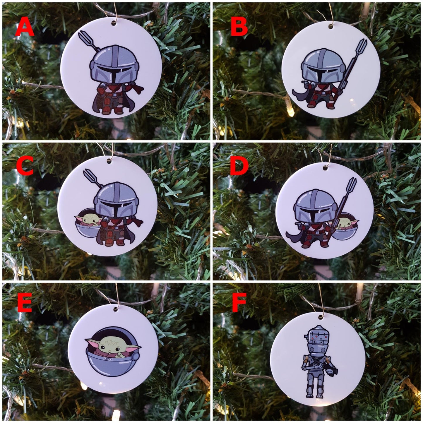 Christmas Decorations Star Wars Inspired. White Acrylic, Various Designs. Laser Cut.