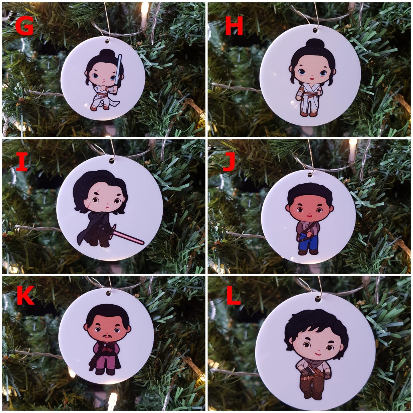 Christmas Decorations Star Wars Inspired. White Acrylic, Various Designs. Laser Cut.