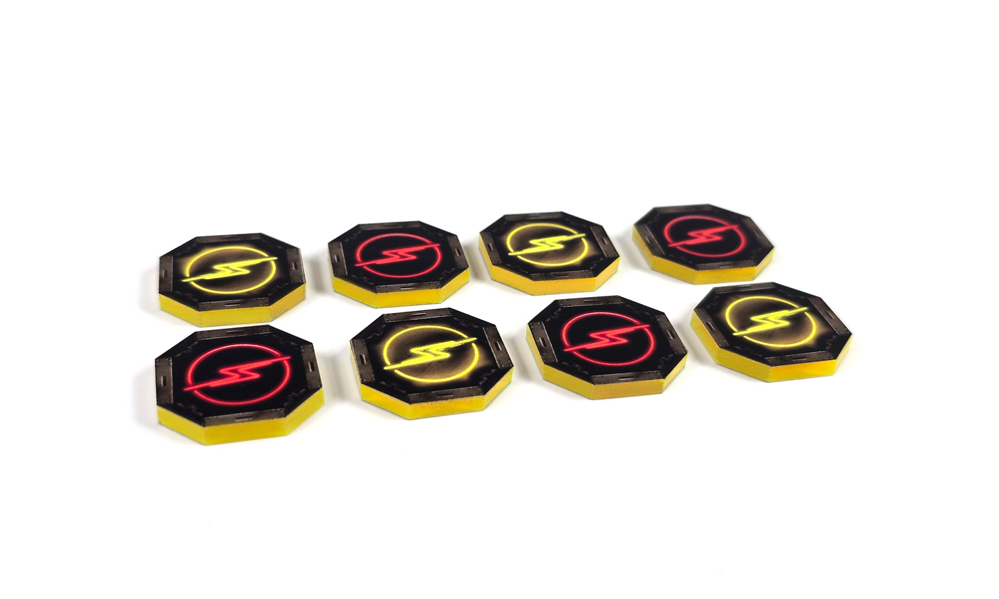 V2 Acrylic Colour Printed Charge Tokens (Double Sided) for Star Wars X-Wing. New Range