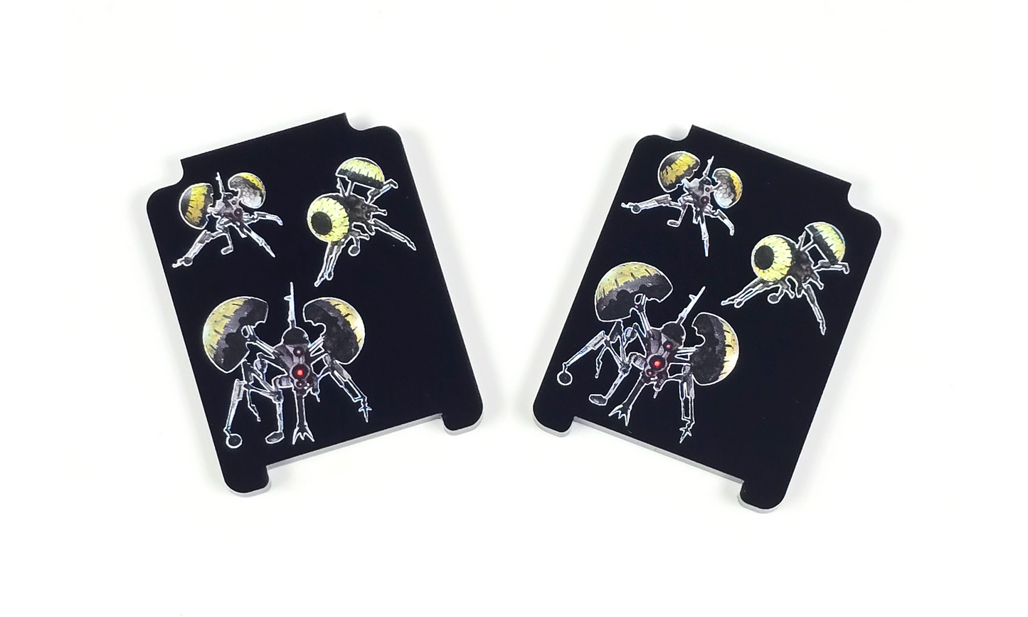 V2 Acrylic Colour Printed Gaming Focus Tokens for Star Wars X-Wing. Buzz Droid Remote Tokens (3)
