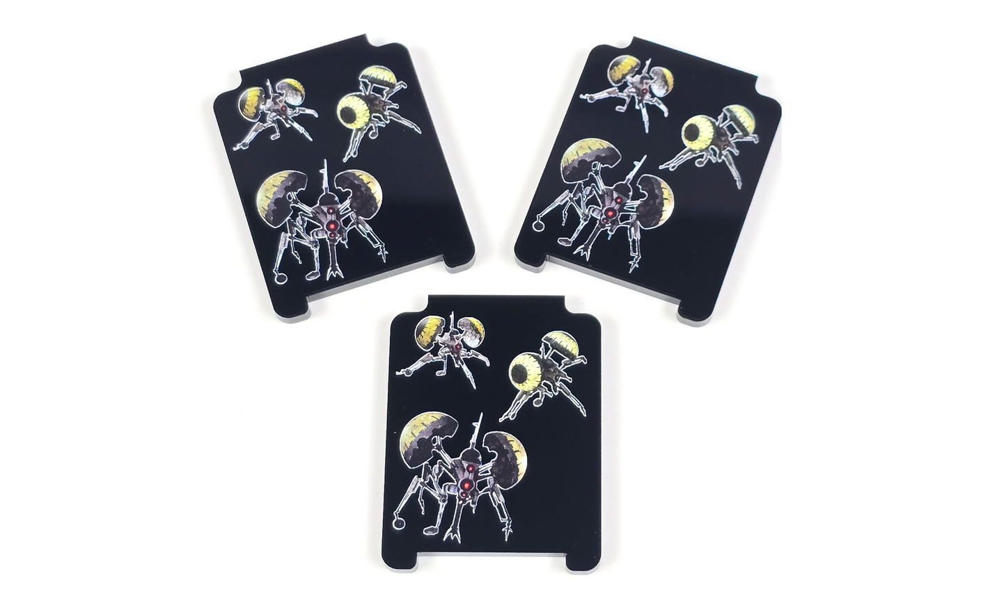 V2 Acrylic Colour Printed Gaming Focus Tokens for Star Wars X-Wing. Buzz Droid Remote Tokens (3)