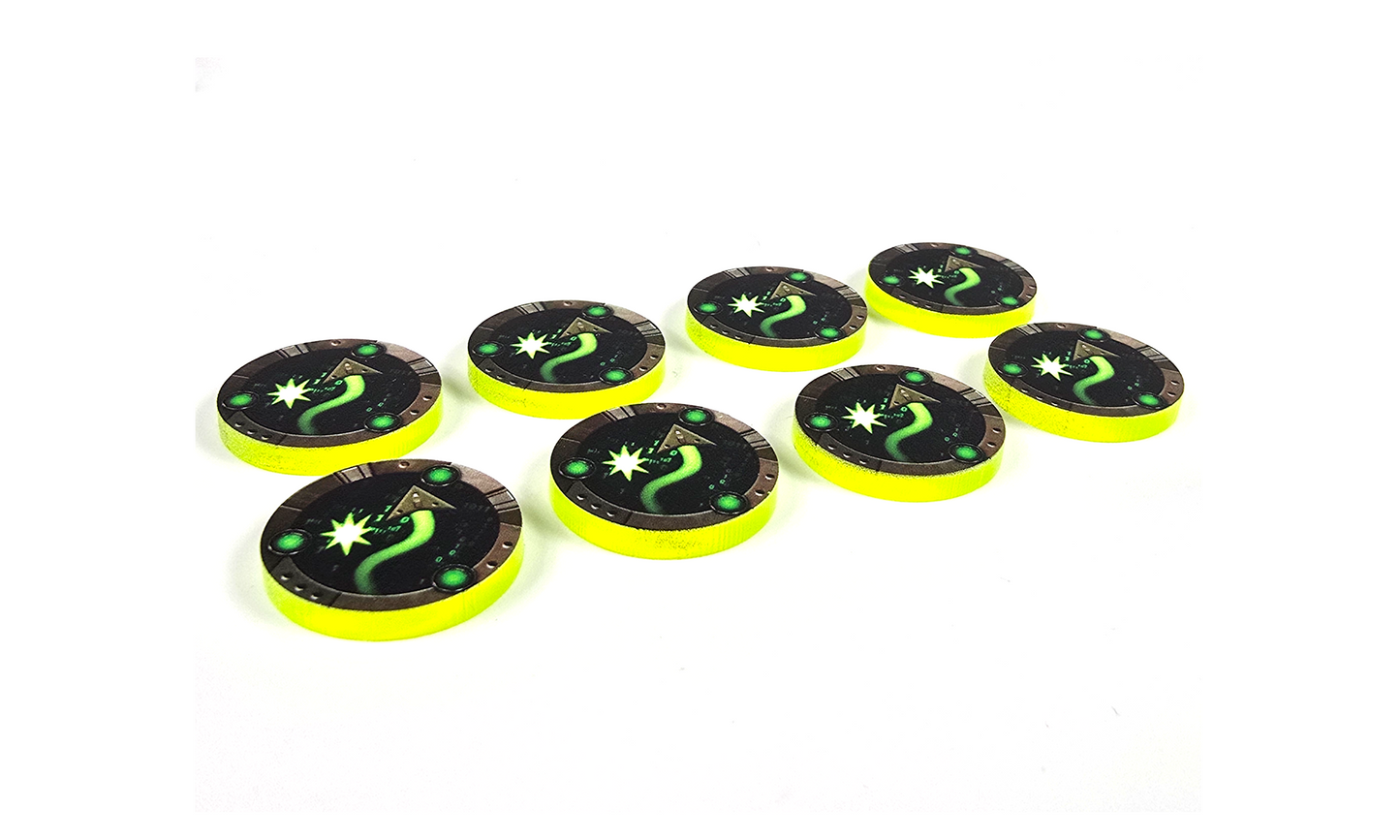 V2 Acrylic Colour Printed Gaming Evade Tokens for Star Wars X-Wing. New Range