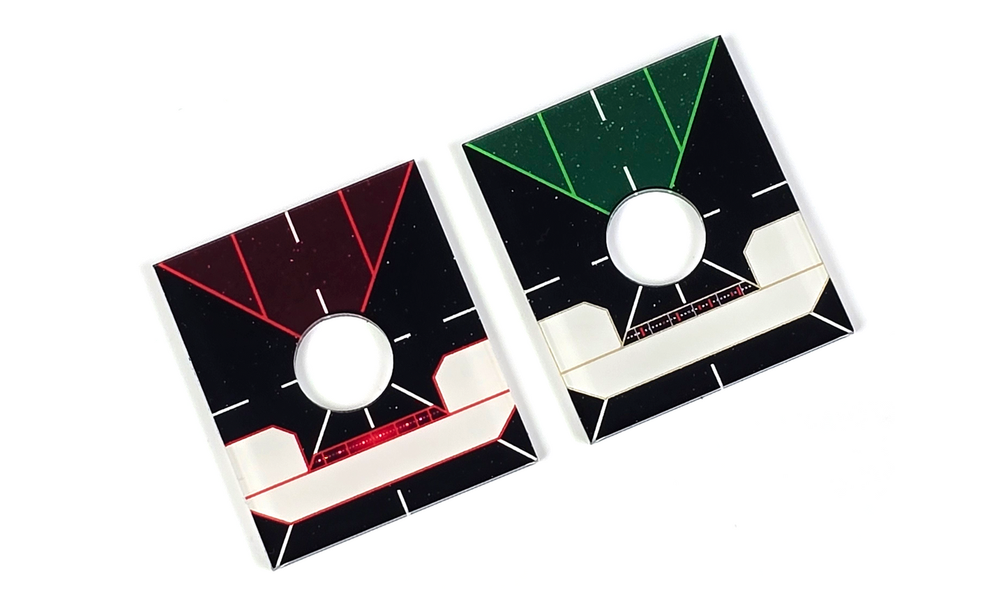 Generic Small Ship Base plates. Blank Ship, Pilot and Ship Initiative. Green or Red