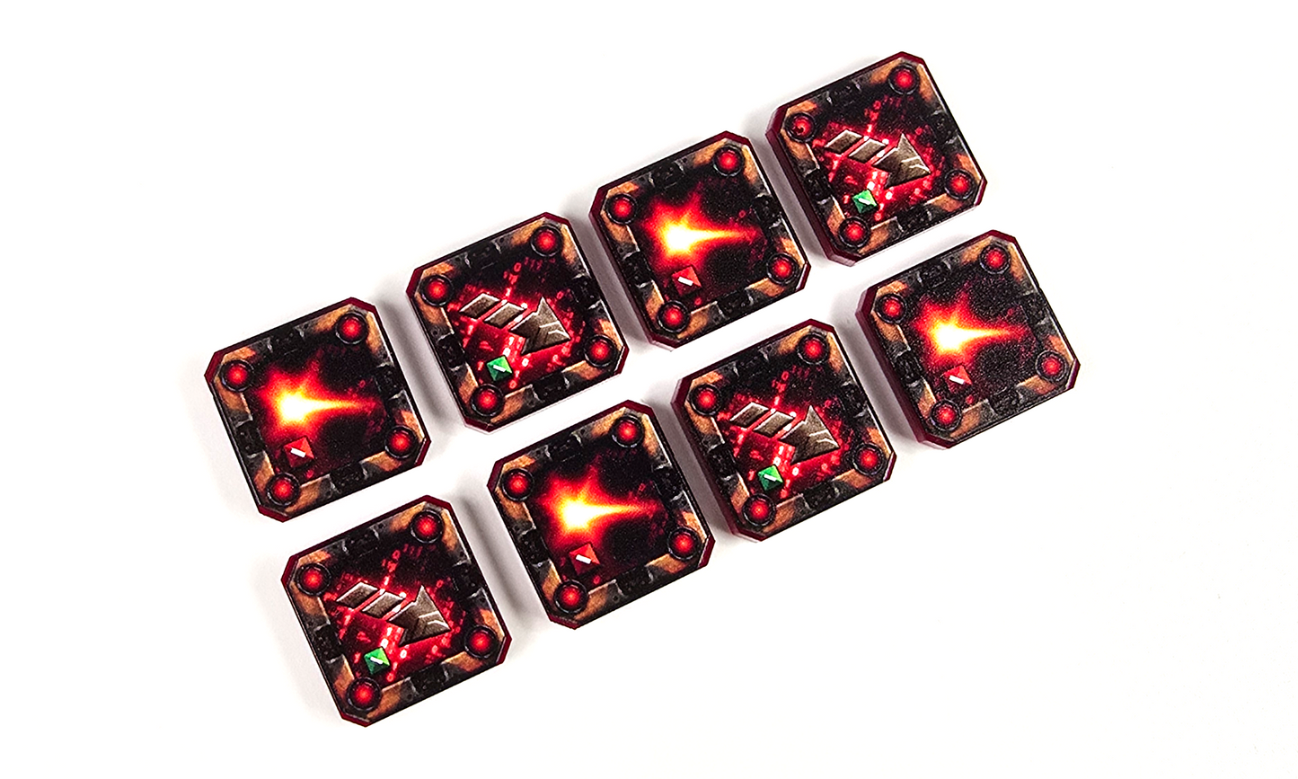 V2 Acrylic Colour Printed Gaming Strain/Deplete Tokens for Star Wars X-Wing. New Range.