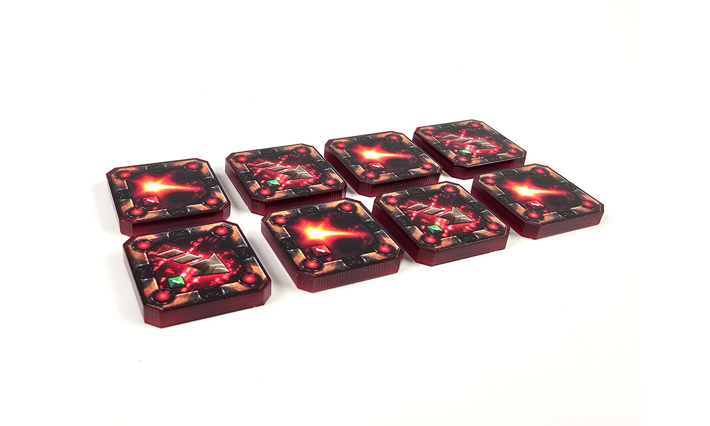V2 Acrylic Colour Printed Gaming Strain/Deplete Tokens for Star Wars X-Wing. New Range.