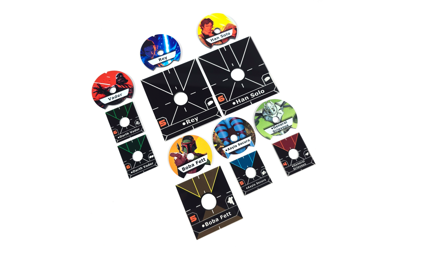 Star Wars X-Wing Compatible Dials and Ship Base Plates.