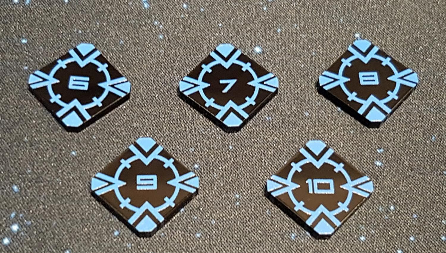 V2 Acrylic Colour Printed Target Lock Tokens 6 - 10 (Blue) for Star Wa ...