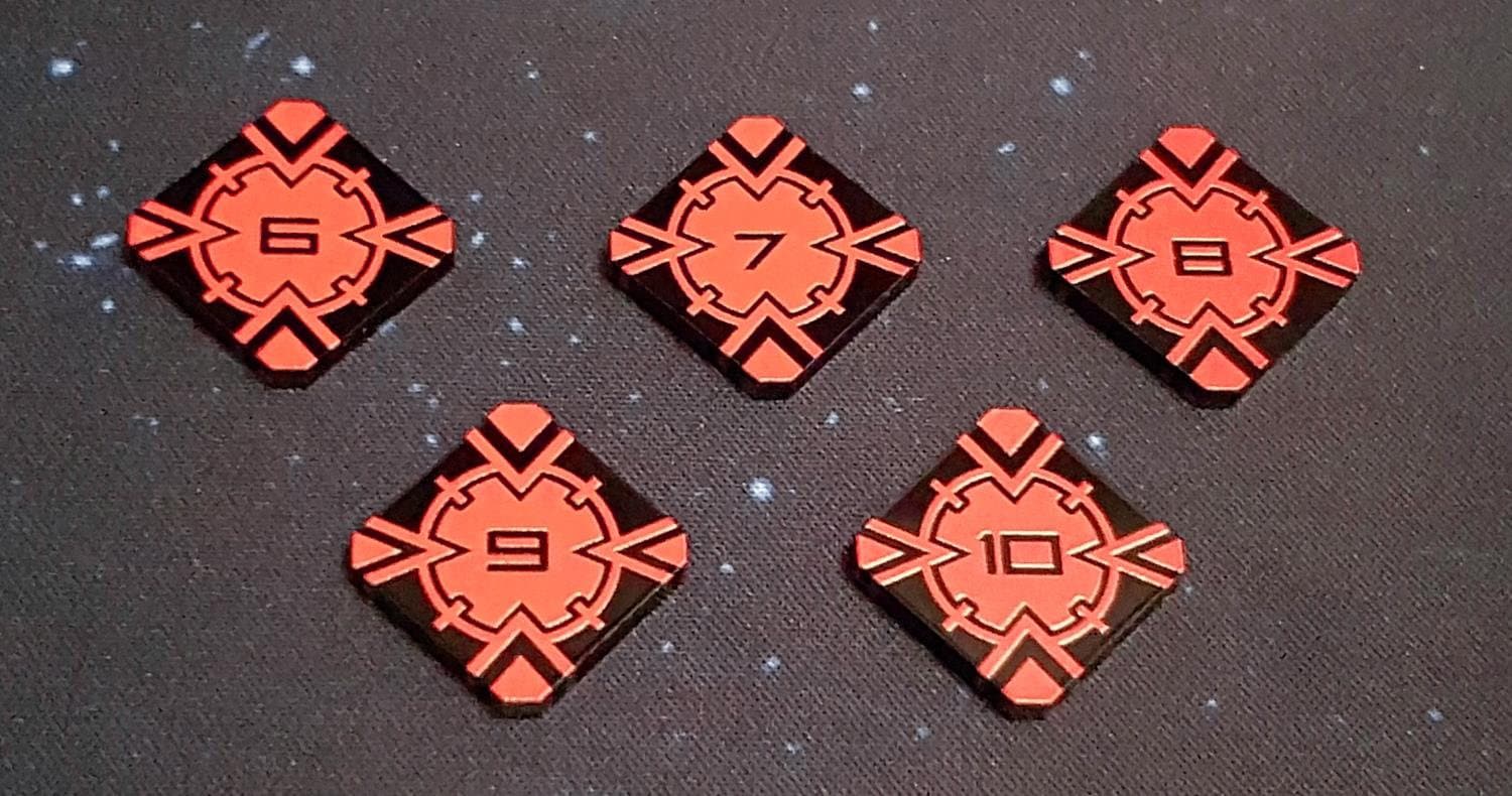 V2 Acrylic Colour Printed Target Lock Tokens 6 - 10 (Red) for Star War ...