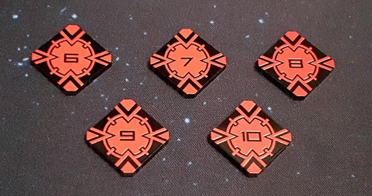 V2 Acrylic Colour Printed Target Lock Tokens 6 - 10 (Red) for Star Wars X-Wing