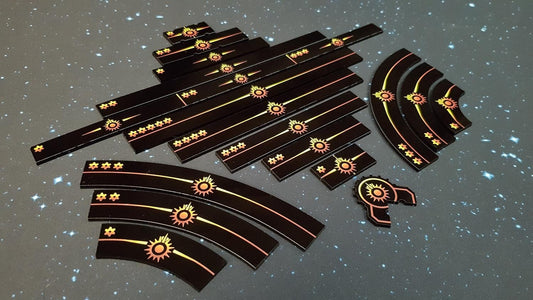 V2 Acrylic Colour Printed Gaming Templates (Black Sun) for Star Wars X-Wing