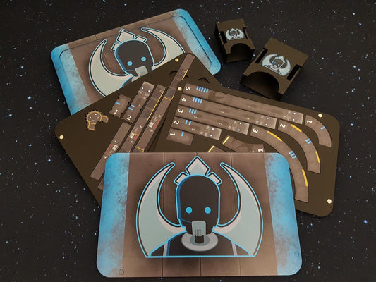 V2 Matt Black Acrylic Colour Printed K2SO Collection (Templates, Tray, Damage Decks) for Star Wars X-Wing