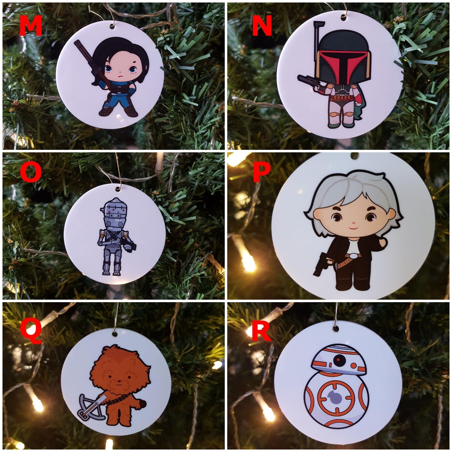 Christmas Decorations Star Wars Inspired. White Acrylic, Various Designs. Laser Cut.